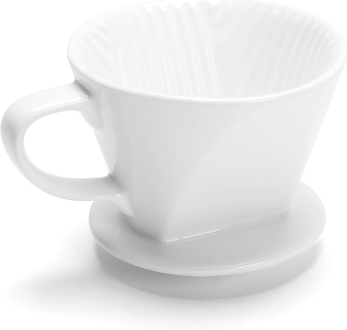 Ceramic Coffee Dripper, White Ceramic Pour Over with Single Hole, Medium Pour Over Coffee Dripper for Café, Bar, Shop, Office, Home