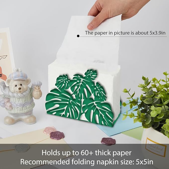 SUPERDANT Turtle Leaf Napkin Holder for Tables Green Plant Serviette Holders Metal Tissue Leaves Cocktail Paper Dispenser Practical Decoration for Kitchen Countertop Restaurant Dining Room Cafe
