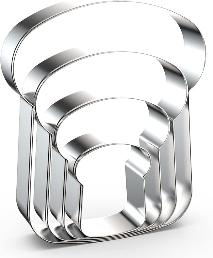 Slice of Bread Cookie Cutter Set - 5", 4", 3", 2" - 4 Piece Toast Food Cookie Cutters Shapes - Stainless Steel