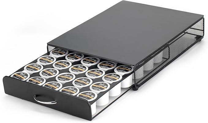 HiveNets Capsule Storage Drawer Coffee Holder Multiple Flavors Pods Organizer 35 Pcs Capacity (Metal)