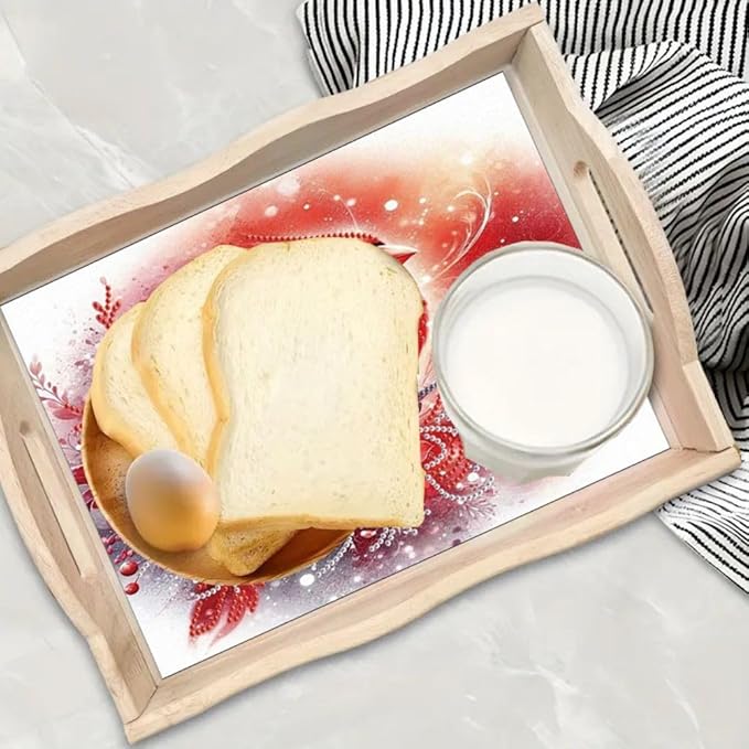 DIY Diamond Serving Tray Diamond Art Painting Creative Design Handmade Wooden Tray Dinner Plate for Coffee Breakfast Home Organizer-Cardinal