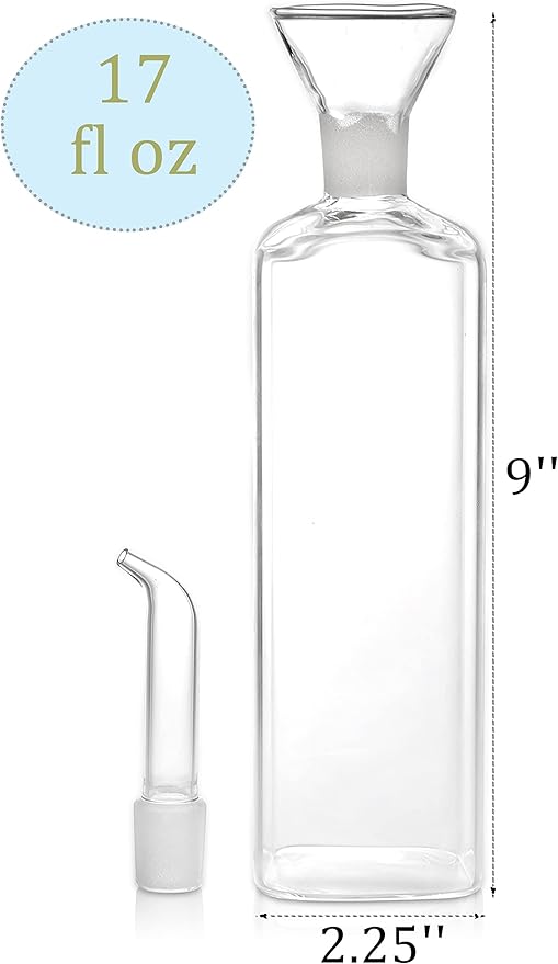 Yesland 2 Pack Olive Oil Bottle - 17 Oz Glass Oil Dispenser Vinegar Cruet - Oil Carafe Decanter with Spout for Kitchen, BBQ, Cooking, Syrup