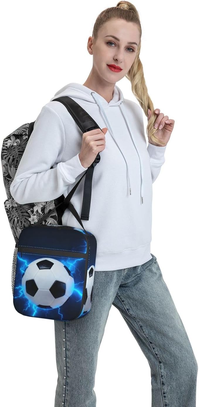 Football ﻿ Lunch Box Insulated Lunch Bag for Adult Women Men Reusable Aesthetic Tote Lunchbox Container Work Outdoor Picnic Hiking