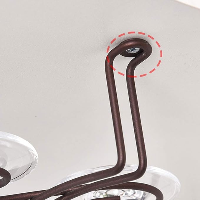 13 inch Wine Glass Rack, Under Cabinet Stemware Rack Hanger with 6 Hooks, Black Iron Wire Wine Glass Holder Metal Hanging Organizer Storage Rack for Home Kitchen Bar Cabinet