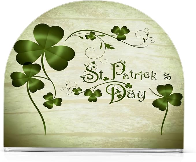 Grunge St Patricks Day Clover Leaves Napkin Holder for Tables Paper Cocktail Napkin Holders for Kitchen Dinning,Acrylic Dinner Napkin Dispenser for Restaurant Home Decor Bar Accessories 1 Pack