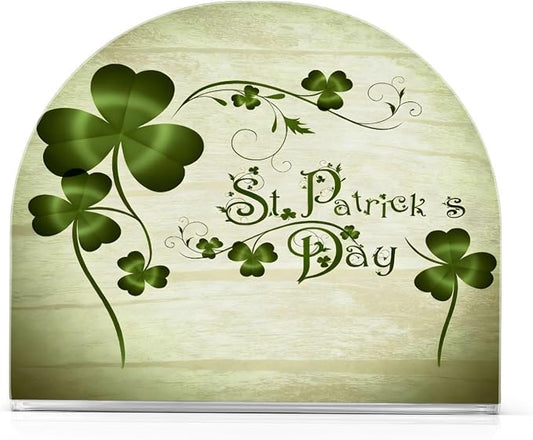 Grunge St Patricks Day Clover Leaves Napkin Holder for Tables Paper Cocktail Napkin Holders for Kitchen Dinning,Acrylic Dinner Napkin Dispenser for Restaurant Home Decor Bar Accessories 1 Pack