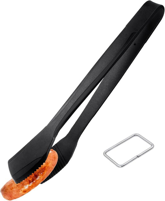 Silicone Kitchen Cooking Tongs, Premium Stainless Steel Silicone Barbecue Clamp, Multipurpose BBQ Clamp Spatula for Gripper Bread Clip, Fried Steak Clamp, Flipping Fish, Toast Salad Tongs（11 Inch）