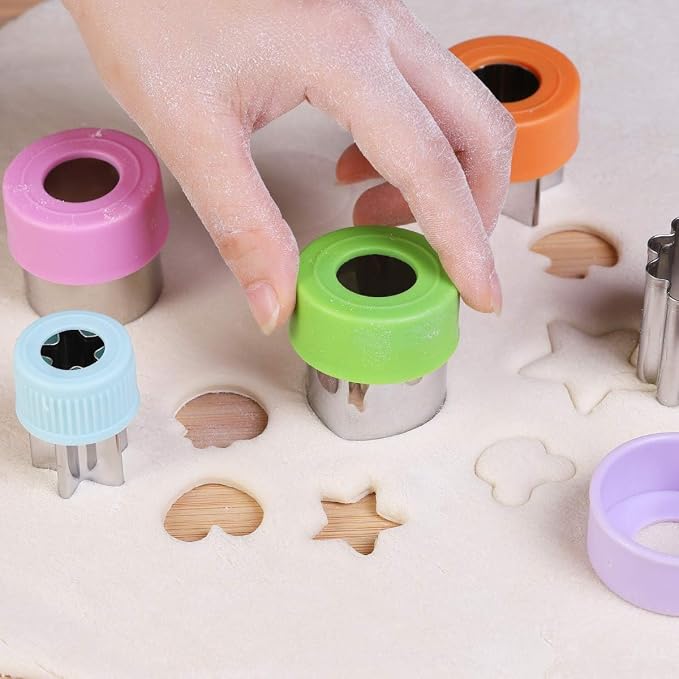 Vegetable Cutter Shapes Set for Kids – 20 Stainless Steel Mini Cookie & Fruit Cutters + 20 Cute Animal Food Picks & Forks – Bento Tools for Baking, Sandwich, Cheese, and Lunch Prep