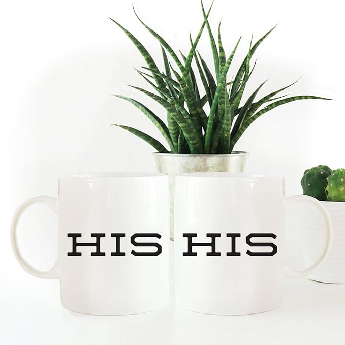 Andaz Press Funny Couples 11 oz Ceramic Coffee Mugs, His, His, His and Hers Coffee Mug Set of 2, Valentines Couples Mugs for Him and Her, Mr and Mrs Mugs, Couple Mugs for Husband and Wife