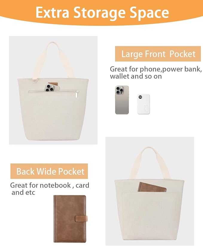 GLENKEY Insulated Lunch Bag Tote Lunch Box - XLarge Leakproof Cooler Bags for Adults - Soft Lunchbox for Women Work Shift Outdoor Travel Beige 14L