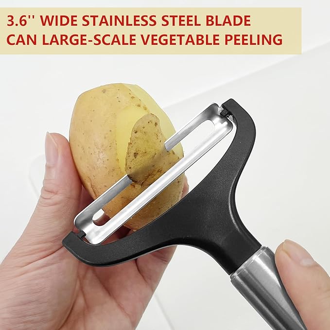 LHS Cabbage Peeler for Kitchen, Wide Mouth Vegetable Peeler, Stainless Steel Fruit Shredder Slicer with Non-Slip Handle and Sharp Blade
