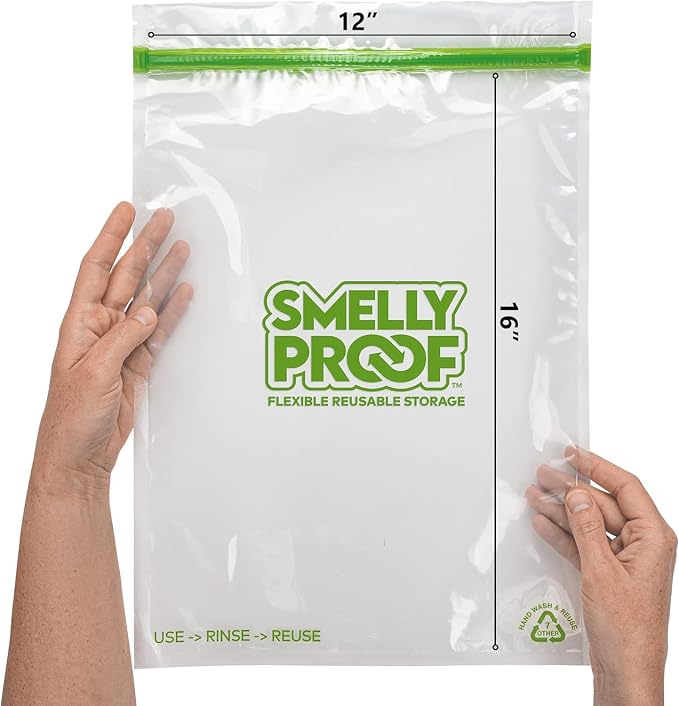 SMELLY PROOF Bulk XXL Reusable Food Storage Bags, Reusable Freezer Bags, Reusable Bag for Tools, Craft, Clothing Storage, Made in US, Dishwasher-Safe, BPA FREE, NO PEVA, 2-Gallon - 12" x 16” - 50-Pk