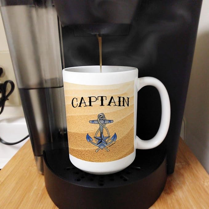 ThisWear Sailing Gifts For Women Captain Classic Nautical Anchor 15oz Ceramic Coffee Mug with Handle
