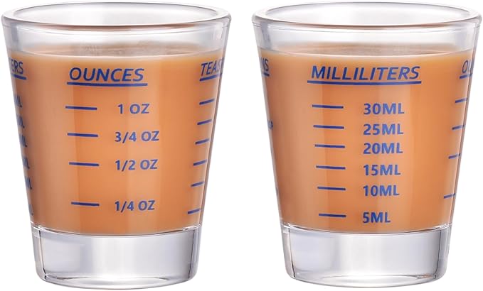 Shot Glass Measuring Cup，Espresso Shot Glass 26-Incremental Measurement 1oz, 6 Tsp, 2 Tbs, 30ml，Kitchen Tools，Bar Bartender Accessories, Jigger for Bartending (2 Pack-Blue)