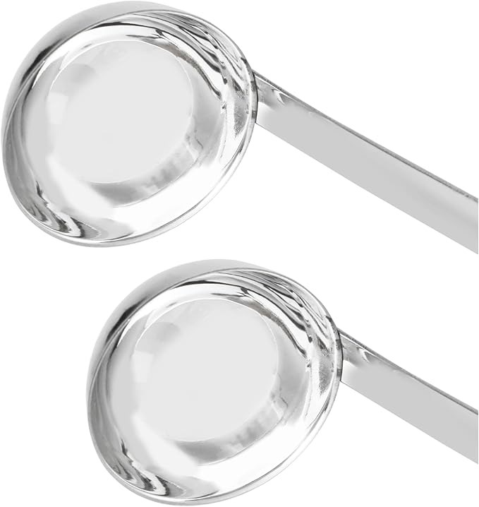 2Pcs 3oz Stainless Steel Soup Ladle, Long Handle Ladles with Pouring Rim for Cooking, Serving Soup, Sauce, Stew, Kitchen
