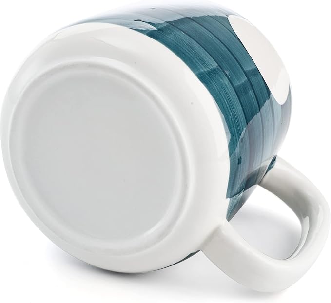 DEAYOU Set of 4 Porcelain Coffee Mugs, 17 Oz Ceramic Coffee Cups with Handles, Large Hand-Painted Tea Cups for Cappucino, Milk, Latte, Cocoa, Hot or Cold Drinks, Microwave & Dishwasher Safe
