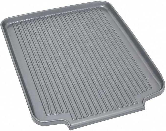 Better Houseware Dish Drainer Mat, Large Metallic Silver Dish Drain Board for Kitchen Countertop, Protects Surfaces & Speeds Drying, 19.5 x 15.5 x 1.25, Metallic Silver