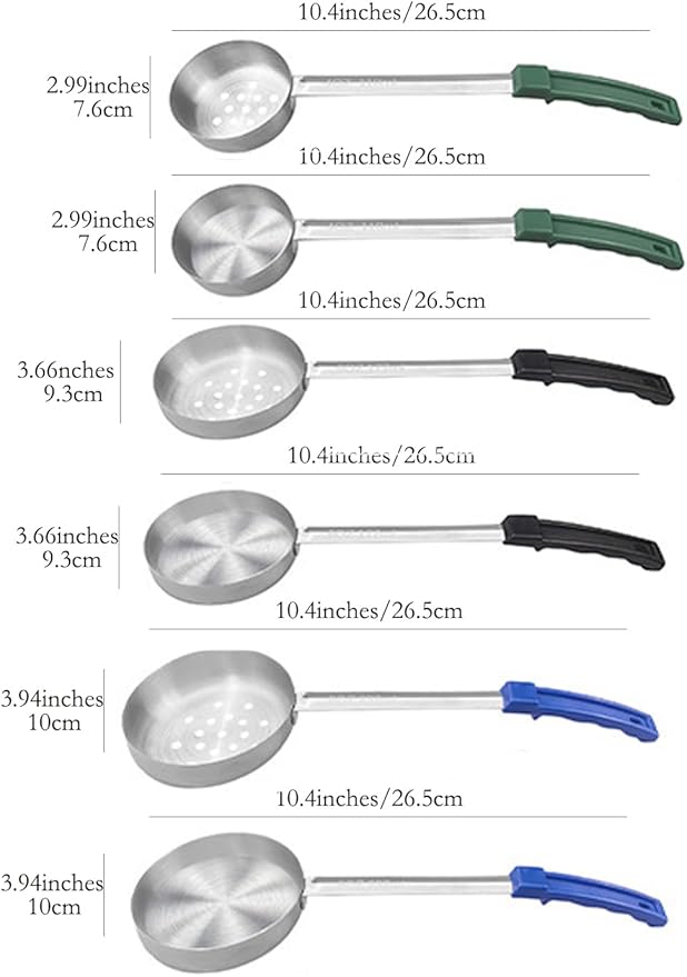 Portion Control Spoons Pizza Sauce Serving Spoons 6 Pack: 3 Slotted 3 Solid 4oz 6oz 8oz Stainless Steel
