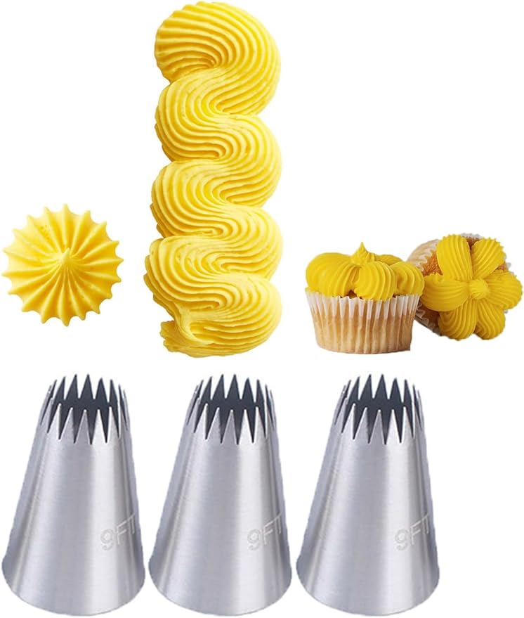 Piping Tips for Churro,Extra Large Star Tip for Piping Eclair,Mashed Potatoes,3 Pcs Churro Pastry Tips