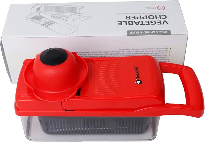 26-in-1 Vegetable Chopper and Slicer Set, Red, Multifunctional Food Chopper with Container, 13 Interchangeable Blades, Safety Glove, Kitchen Mandoline Slicer (RED)