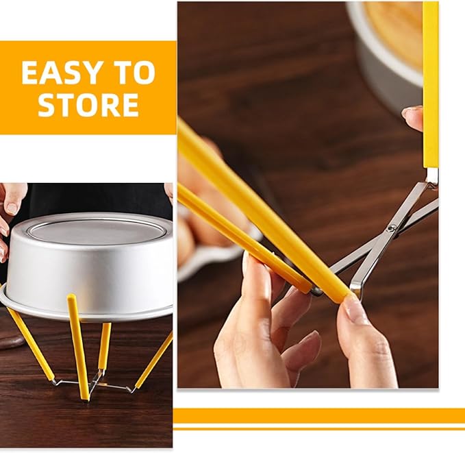 2pcs Inverted Cake Cooling Rack for Chiffon Cake 5-9 Inch Mold Stainless Steel Silicone Feet Baking Cooling Stand Holder for Home Kitchen