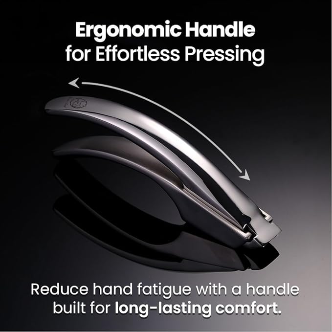 No Peeling Required Garlic Press Stainless Steel with Detachable Handle for Coarse Mincing - Premium Garlic Mincer Tool, Rust-Proof, Easy to Clean, Dishwasher Safe Garlic Crusher, Lifetime Replacement