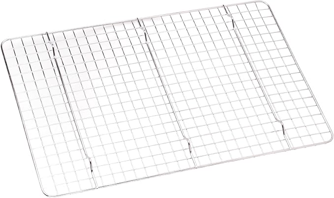 Checkered Cooling Rack 304 Stainless Steel Baking Wire Rack 14.8 x 9.8 in grid design deformation resist fits oven pan for home bakery bread cake cookies