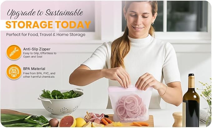 Reusable Silicone Food Storage Containers – 3-Pack (Large, Medium, Small) – Leakproof, BPA-Free, Food Grade, Microwave & Freezer Safe, Eco-Friendly Containers