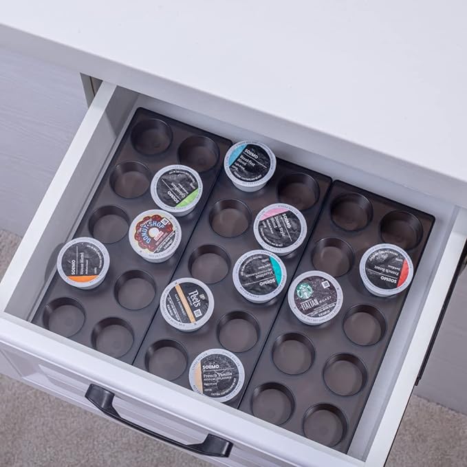 Coffee Pod Storage Organizer for Kitchen Drawer Holders 20 K CUP, Premium Plastic Tray With Non-slip mat