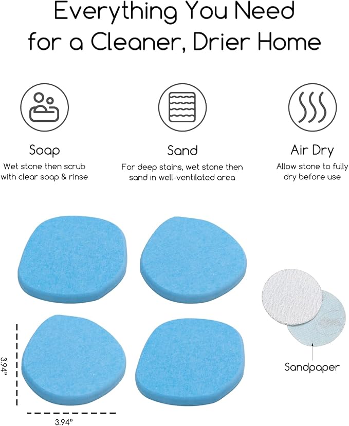 Diatomaceous Earth Coasters,3.9"x3.9", Quick-Dry, Absorbent, Heat-Resistant, Modern Stone Design, Dark Gray, Irregular Shape (2, Blue)