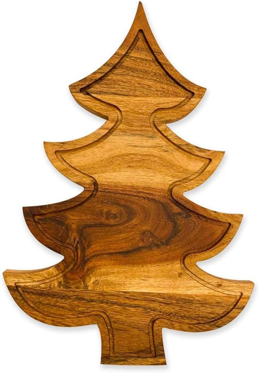 Affinity Decor Christmas Tree Cutting Board for Kitchen, Tree Shaped Wood Cutting Board with Grooves, Charcuterie Wooden Serving Tray for Cheese (Christmas Tree Board with Groove 13"L x 9"W)