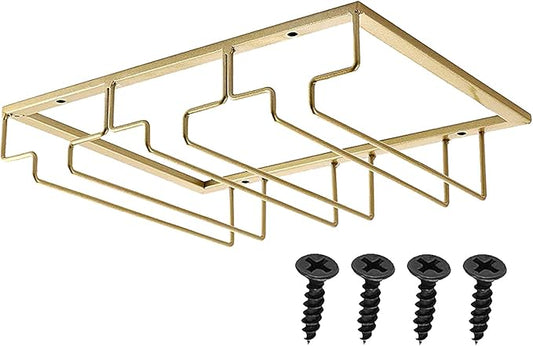 eywlwaar Wine Glass Hanging Rack - Metal Holder With 3 Rows (Gold, 1 Pack)