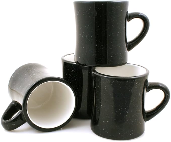 Ceramic Diner Campfire Mugs, 10oz, Set of 4 (Black)