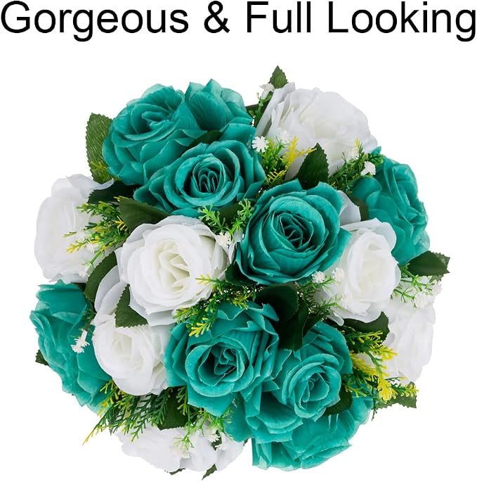 Flower Centerpieces for Wedding Tables: Wedding Table Decorations Teal & White Flower Balls Centerpieces for Engagement Cerebration Party Center Pieces 2 Packs