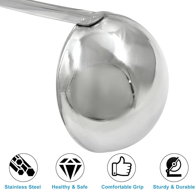 Piutouyar 3 Pcs 4 oz Soup Ladle Set, Stainless Steel Ladle with Long Hooked Handles Kitchen Cooking Serving Ladle Accessories for Cooking Soup Sauce Stews