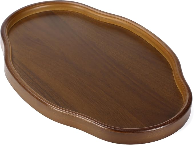 Bamboo Wood Serving Tray, 14.57 Inch Irregular Decorative Serving Trays Platters for Home,Party,Coffee Table,Dining Table & Countertop