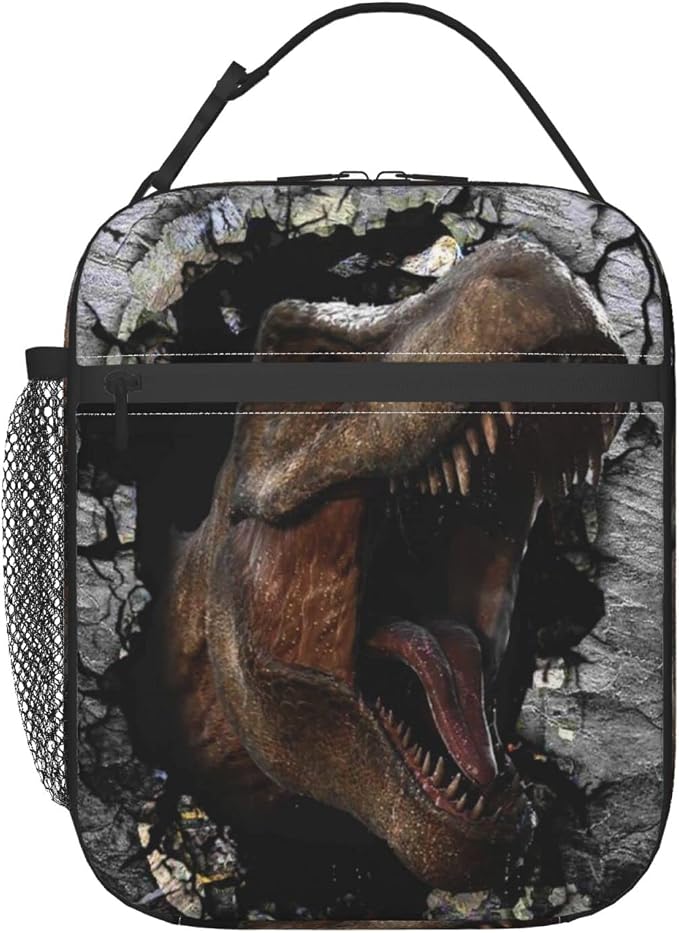 YETTA YANG 3d Dinosaur Trex Dino Portable Lunch Bag Insulated Lunch Box Reusable Totes For Women Men Work Picnic Camping