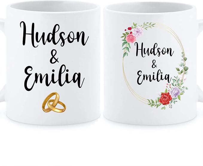 Custom Mrs And Mr Ceramic Mug, Couple Coffee Mug For Wedding Gift, Love Gifts With Name, Personalized Couple Set Mugs Design For Wife And Husband, Lover Mug, Set Of 2 Cup White 11oz 15oz
