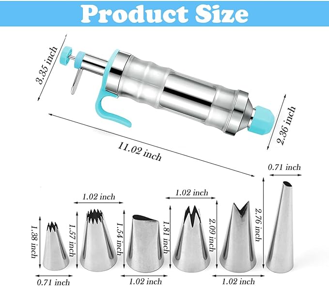 Dessert Decorating Syringe Set, Icing Piping Kit Stainless Steels Cake Decorating Tools 30 Piping Icing Nozzles Cupcake Decorating Kit - Blue