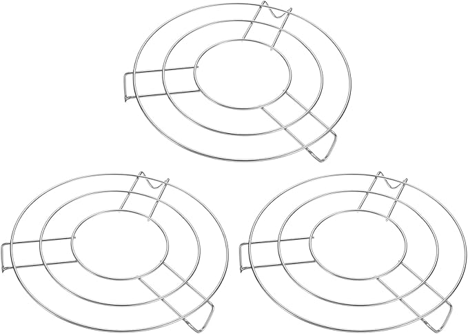 uxcell 3pcs Round Cooking Rack 9.4" Dia Stainless Steel Wire Cooling Steamer Rack for Baking Canning Cooking Roasting Cooling Grilling Drying, Silver (1.2" Tall)