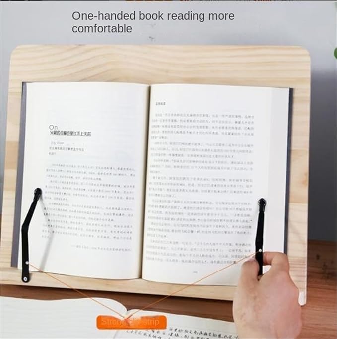 Kitchen Recipe Holder Wooden Bookshelf Adjustable Angle Reading Shelf Suitable for Textbooks, Cookbooks Tablets(33cm)