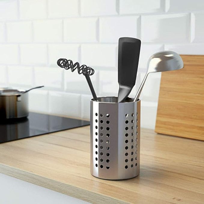Kitchen Utensil Holder Stainless Steel Round Hole Cooking Tools Holder for Kitchen Home and Office