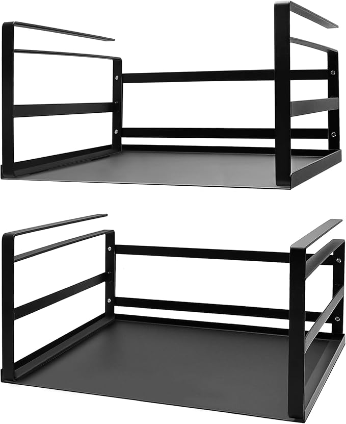 Nxconsu 2 Pack Large Heavy Duty Under Cabinet Organizer, Slide-Under Shelf Basket with Solid Metal Bottom, Hanging Pantry Shelf for Kitchen Cupboard Bookshelf Closet, Holds 30 lbs, Black, 16.14"