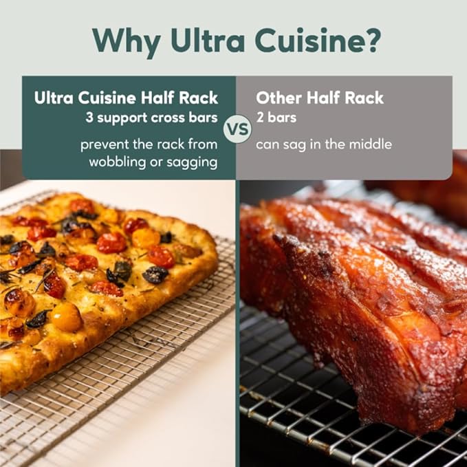 Ultra Cuisine Heavy Duty 100% Stainless Steel Cooling Rack for Cooking and Baking - Baking Rack & Wire Cooling Rack - Fits Half Sheet and Quarter Sheet Pans - 11.5''x16.5'' and 8.5''x12''