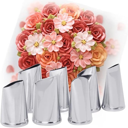 Rose Piping Tips,Petal Ruffle Decorating Tips Set Flower Pastry Tips Icing Frosting Tips Baking Tools Stainless Steel Cake Decorating Kit for Cake Cupcakes DIY Icing Nozzle Tool