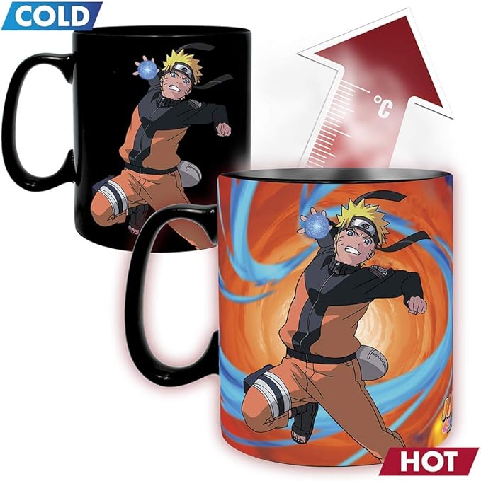 ABYSTYLE Naruto Shippuden Naruto and Sasuke Heat Change Mug and Coaster Gift Set Anime Manga Drinkware Merch