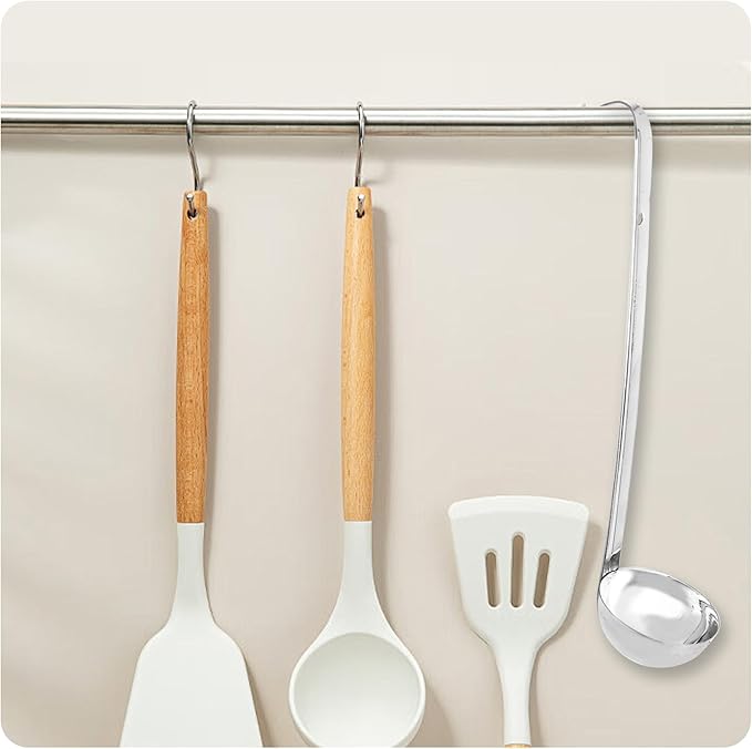 2Pcs 2oz Stainless Steel Soup Ladle, Long Handle Ladles with Pouring Rim for Cooking, Serving Soup, Sauce, Stew, Kitchen