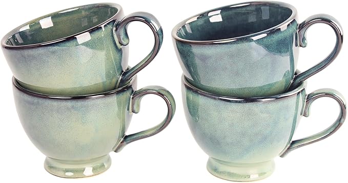 15 OZ Ceramic Coffee Cup, Tea Cups, Breakfast cups - 6.1" Large Coffee Cups With handle Set of 4 for Cocoa, cappuccino, tea, Cereal, Soup, Oatmeal, Coffee, Dishwasher Microwave Safe