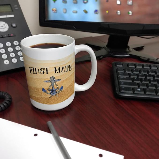 ThisWear Captain First Mate Gifts For Women 1st Mate Sailing Gifts For Couples Boat Mug Classic Nautical Anchor 15oz Ceramic Coffee Mug with Handle