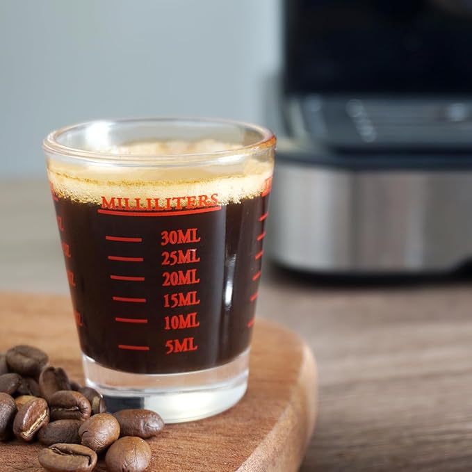 Shot Glasses Measuring cup Liquid Heavy Base Wine Glass Espresso Shot Glass 26-Incremental Measurement 1oz, 6 Tsp, 2 Tbs, 30ml Black and Red